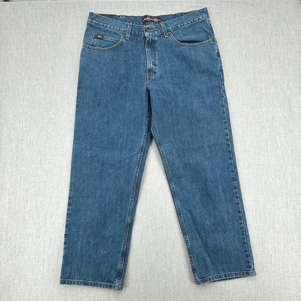 Lee Relaxed Fit Straight Leg Jeans Mens 38x29 Medium Wash Blue Denim New